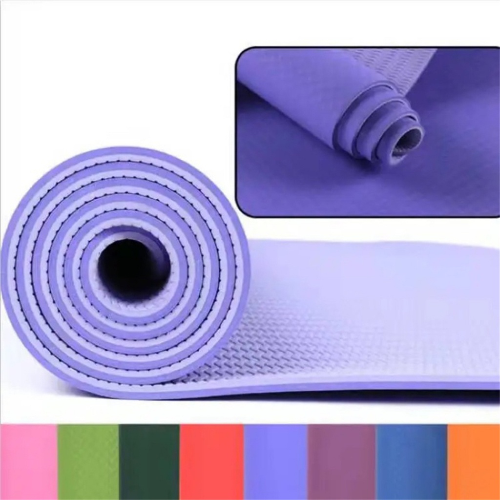 Tapete de yoga ecológico material TPE antiderrapante duas cores 6mm com ...