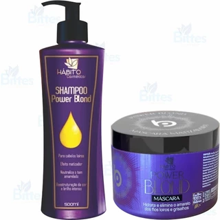 Kit Power Blond Hábito Cosméticos Matizador e Desamarelador de Cabelo Loiro