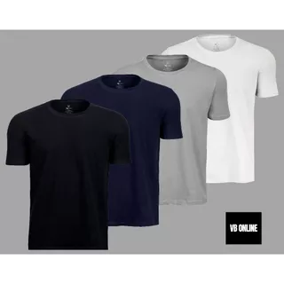 Kit 4 Camisa Camisetas Redonda Algodão Egipcio Slim Fit Básico