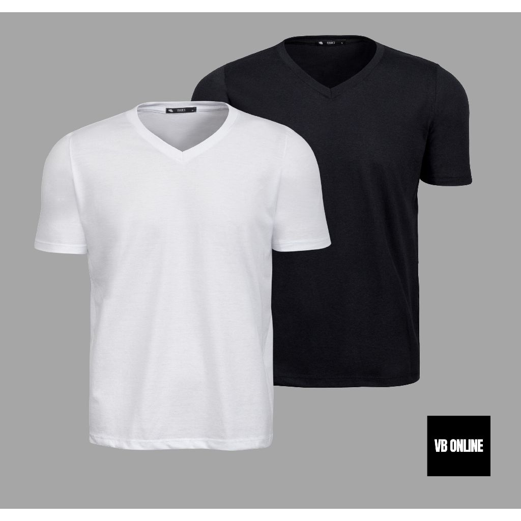 Kit 2 Camisas Camisetas Slim Fit Masculina Básica Gola V
