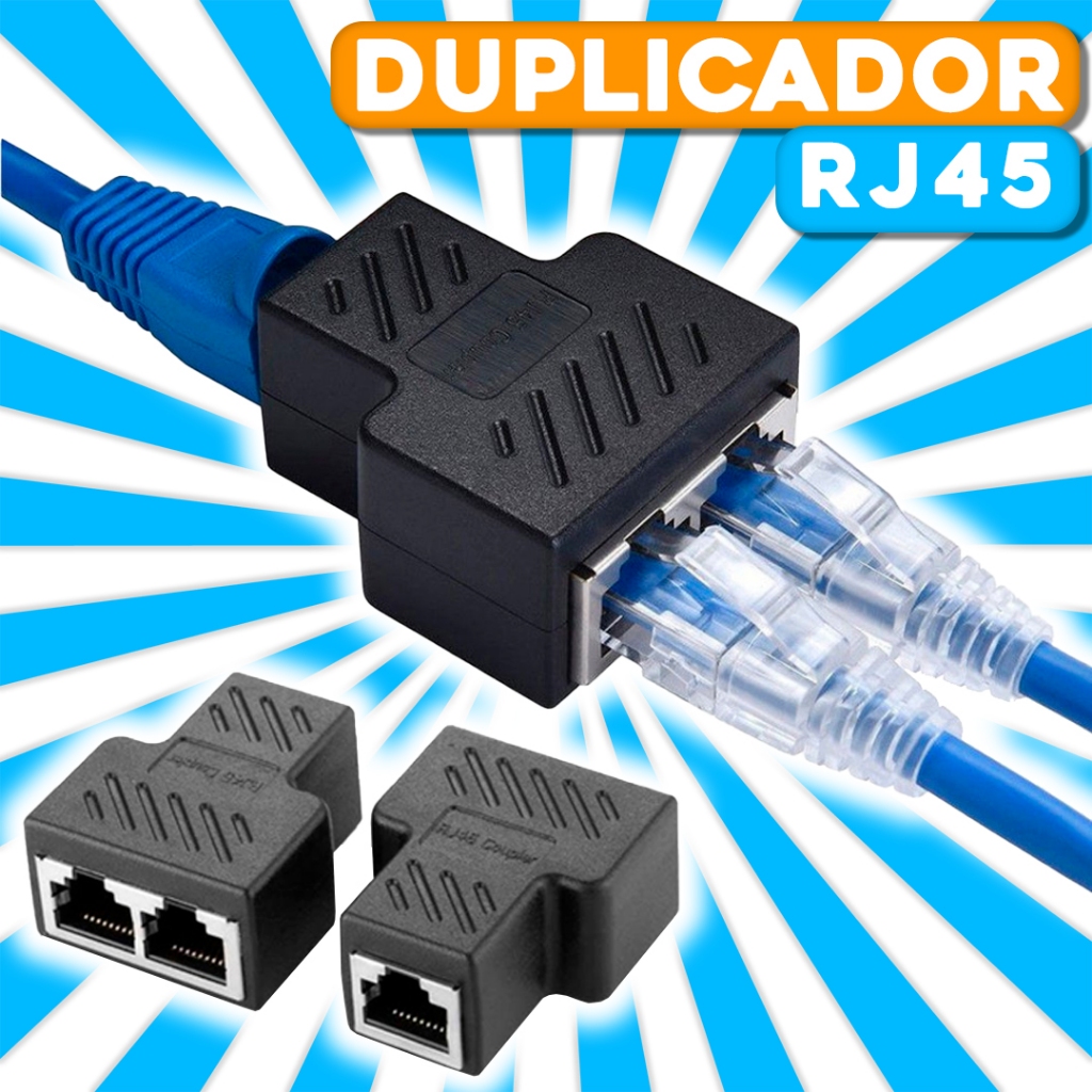 2 Duplicadores De Saída Cabo De Rede Rj45 Emenda Internet 1x2