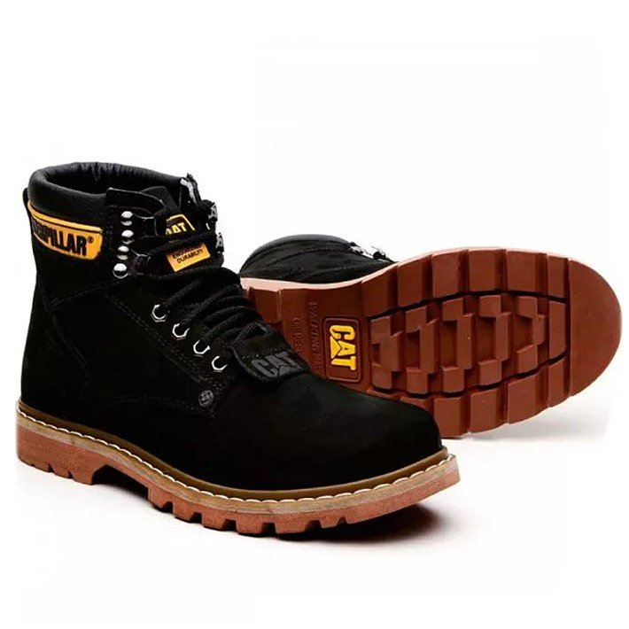 CATERPILLAR EM COURO BOTA CLASSICA CAT SOLADO DE BORRACHA | Shopee Brasil