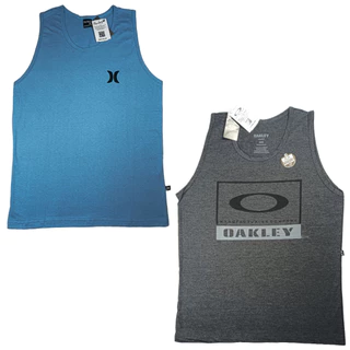 Kit 2 Camiseta Regata Surf Multi Marcas Masculino 100% Algodão 30.1 Macia Lançamento Coleção Verão 2024