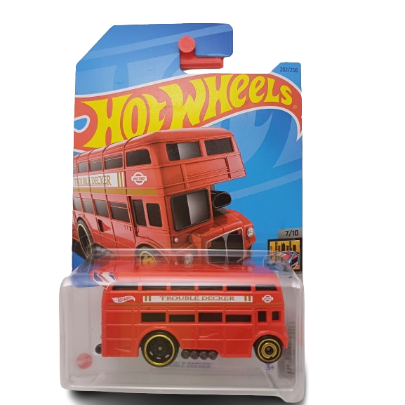 Hot Wheels Single Car „Trouble Decker“ – 1:64 Maßstab, Metall-Modellauto, Sammlerstück Im Retro-Design