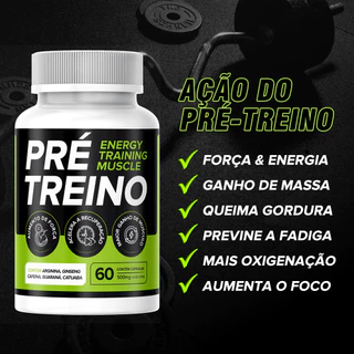 Pré-Treino Suplemento Premium + Energia e Disposição - 60 Cápsulas - Envio Rápido