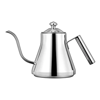 Chaleira Aço Escovado Bico Fino Cha Cafe Prata