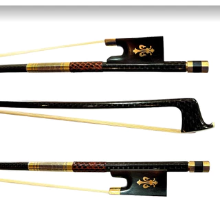 Arco Violino 4/4 Fibra Carbono Trançado Flor de Lis Gold Top Crina Animal Branca