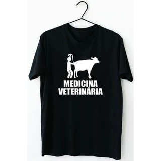 Camiseta Masculina Medicina Veterinária Camisa Algodão Estampada Profissão Curso Uniforme Faculdade Unissex Tumblr Animais