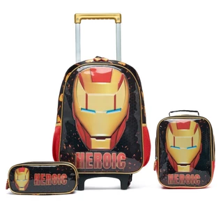 Kit Infantil Escolar Masculino Lancheira Estojo Reforçada Personagem