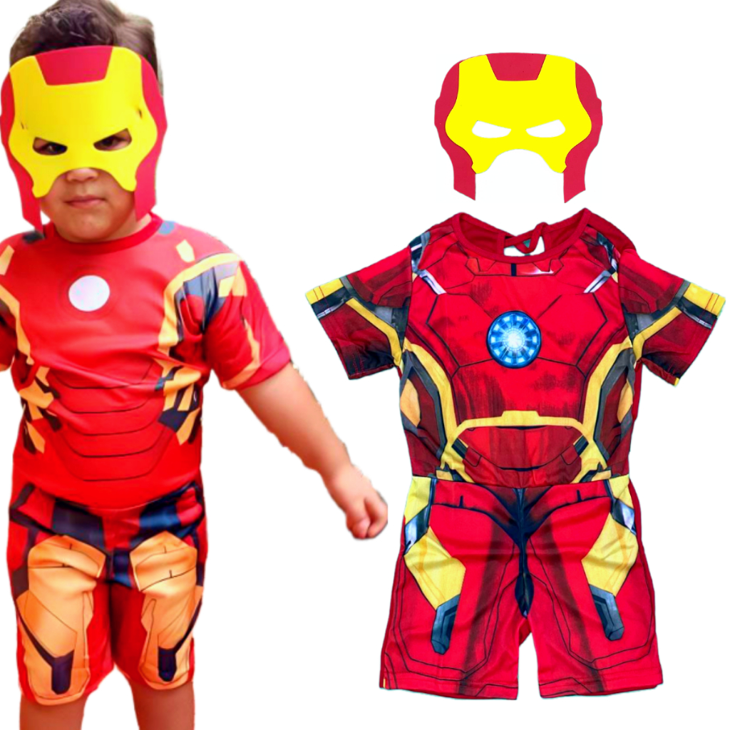 Fantasia Infantil Roupa Homem de Ferro com Máscara | Shopee Brasil