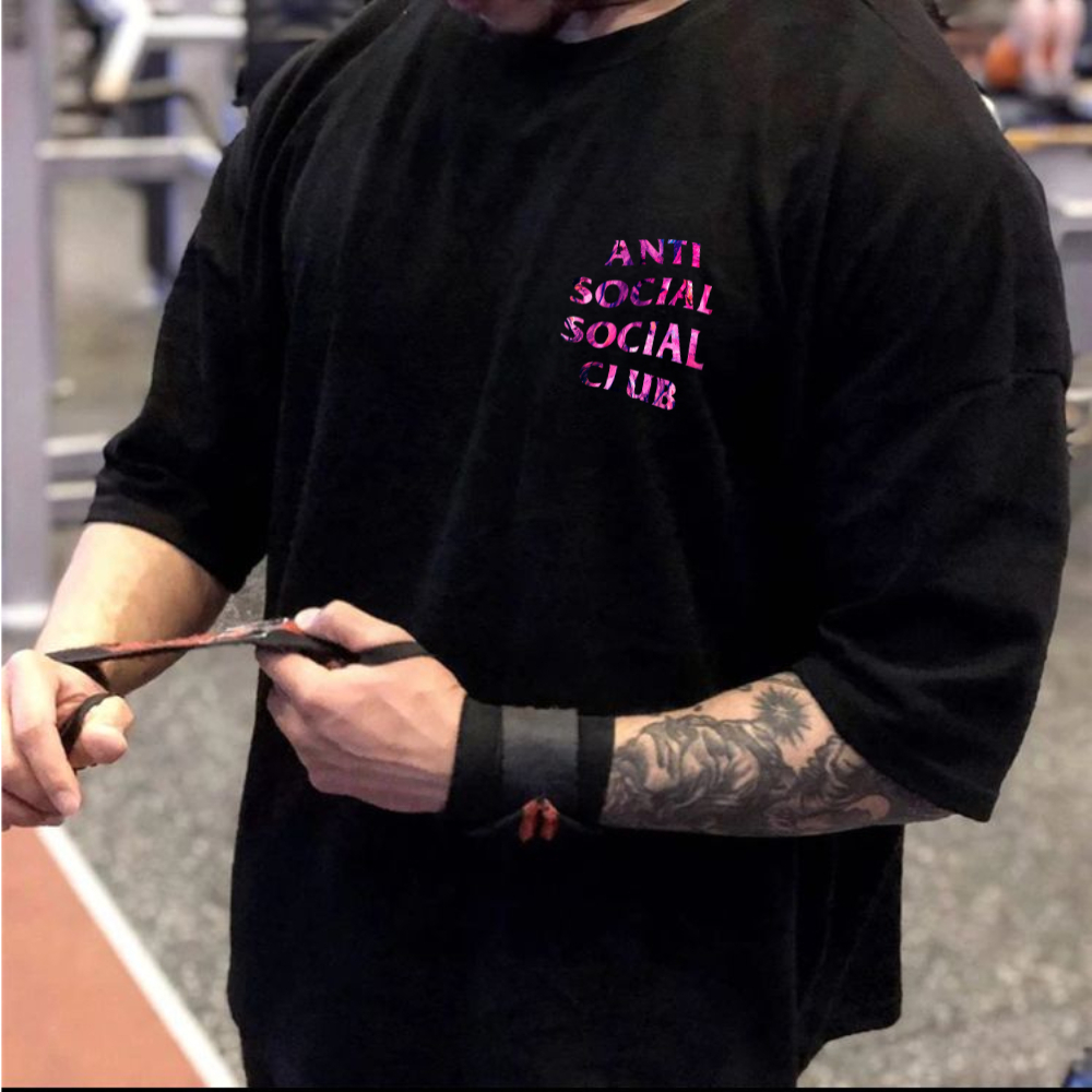 Camiseta Streetwear Moda Fit Estampado Anti Clube Roxo Camisa 100% Algodão Over