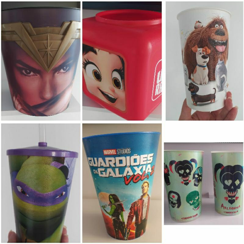 Baldes e copos filmes cinema do Cinemark e Cinépolis mulher maravilha Detona Ralph Guardiões da galáxia Pets