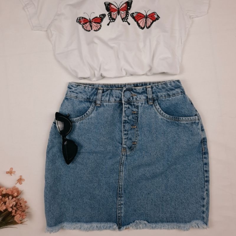 Saia Jeans Botões