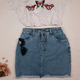 Saia Jeans Botões