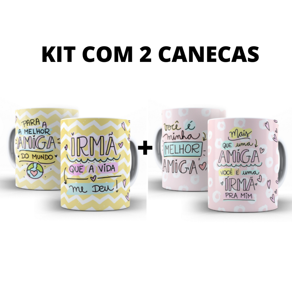 Caneca para Amiga Personalizada de Porcelana Kit com 2 Canecas Presente  Xícara | Shopee Brasil