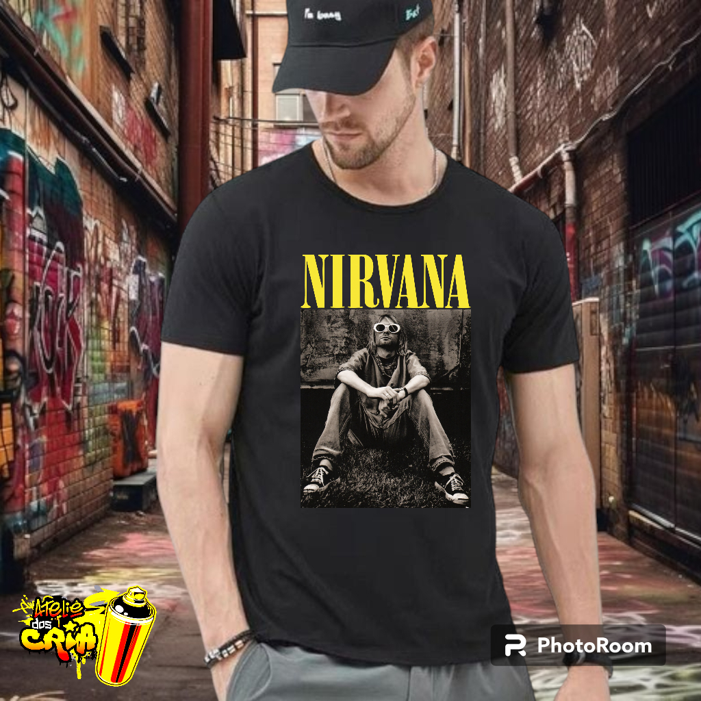 Camiseta Camisa Blusa Banda Rock Nirvana plus size g1 g2 g3 promoção 95%  algodão 5% poliéster UNISSEX material de qualidade. lisa somente preta ou