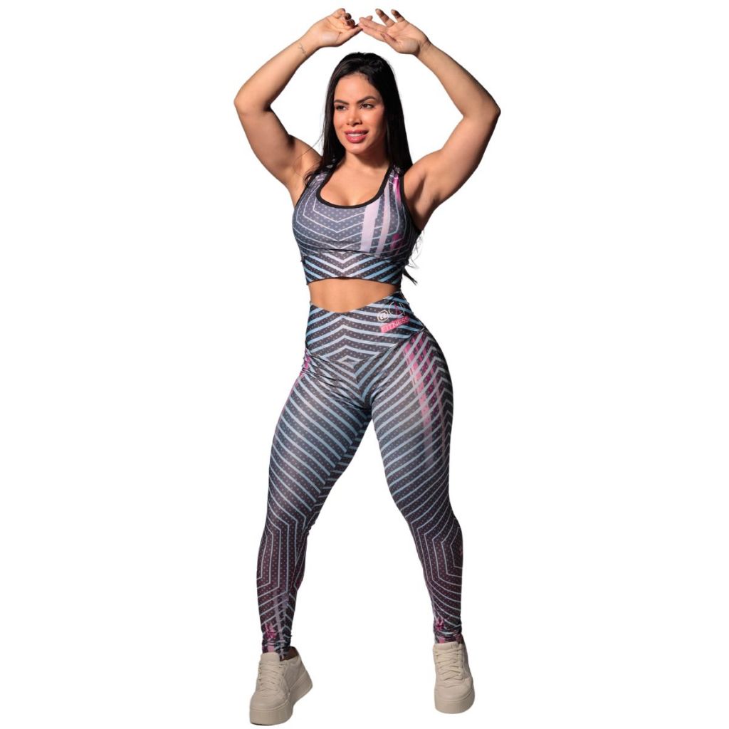 Conjunto Calça Legging Com Bolso + Top Com Bojo Extra Fitness