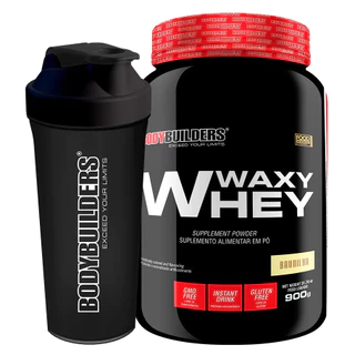 KIT Whey Protein Waxy Whey Pote 900g + Coqueteleira Para Aumento de Massa Muscular Bodybuilders