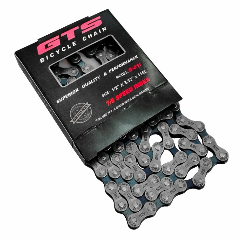 Corrente Bicicleta Gts Fina 6 7 E 8v Indexada 116l 1/2x3/32