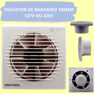 Microventilador Exaustor 100mm Residencial Branco 10W Ventisol bivolt p/ banheiro e cozinha