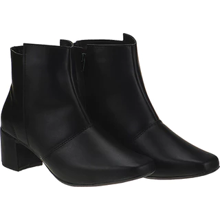 Bota Coturno Feminina Bico Quadrado Blogueira Estilosa Salto Cano Curto Promoçao