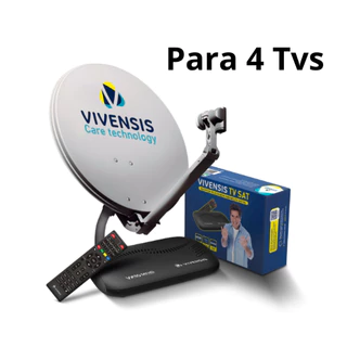 Antena Parabólica Digital com Quatro Receptores Kit Completo para 4 TVs