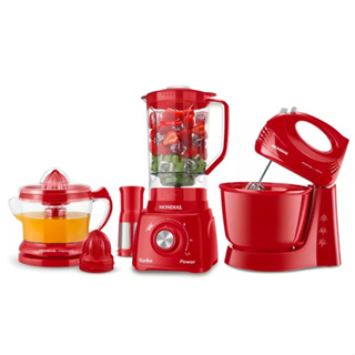 Kit Especial Vermelho Liquidificador + Batedeira e Espremedor de Frutas 110 volts - Mondial