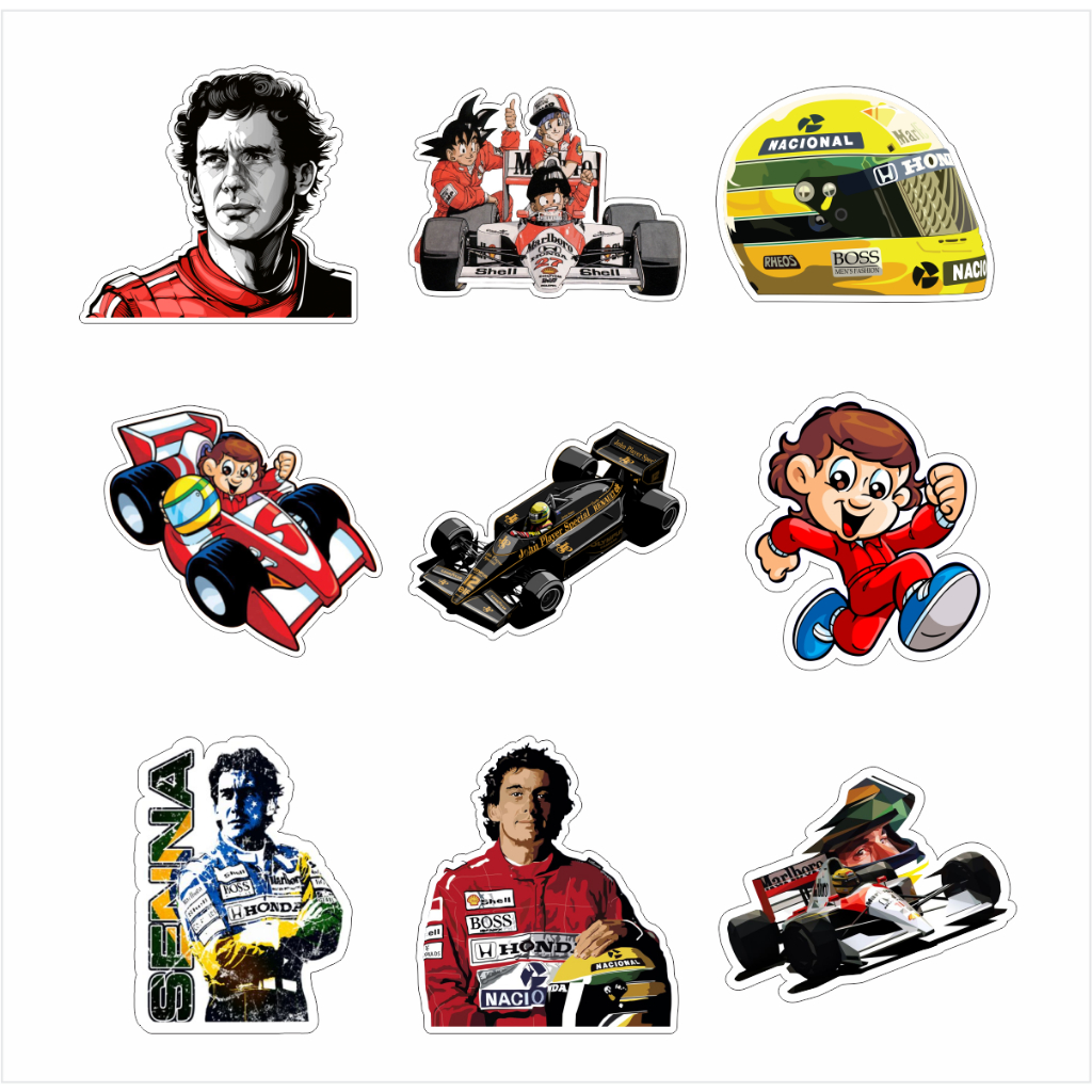 Adesivos Vinil Pìloto Ayrton Senna Formula 1 Sticker Kit/Pack | Shopee ...