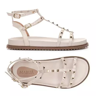 Sandália Papete Feminina Blogueira Strass Papete Spikes Confortável