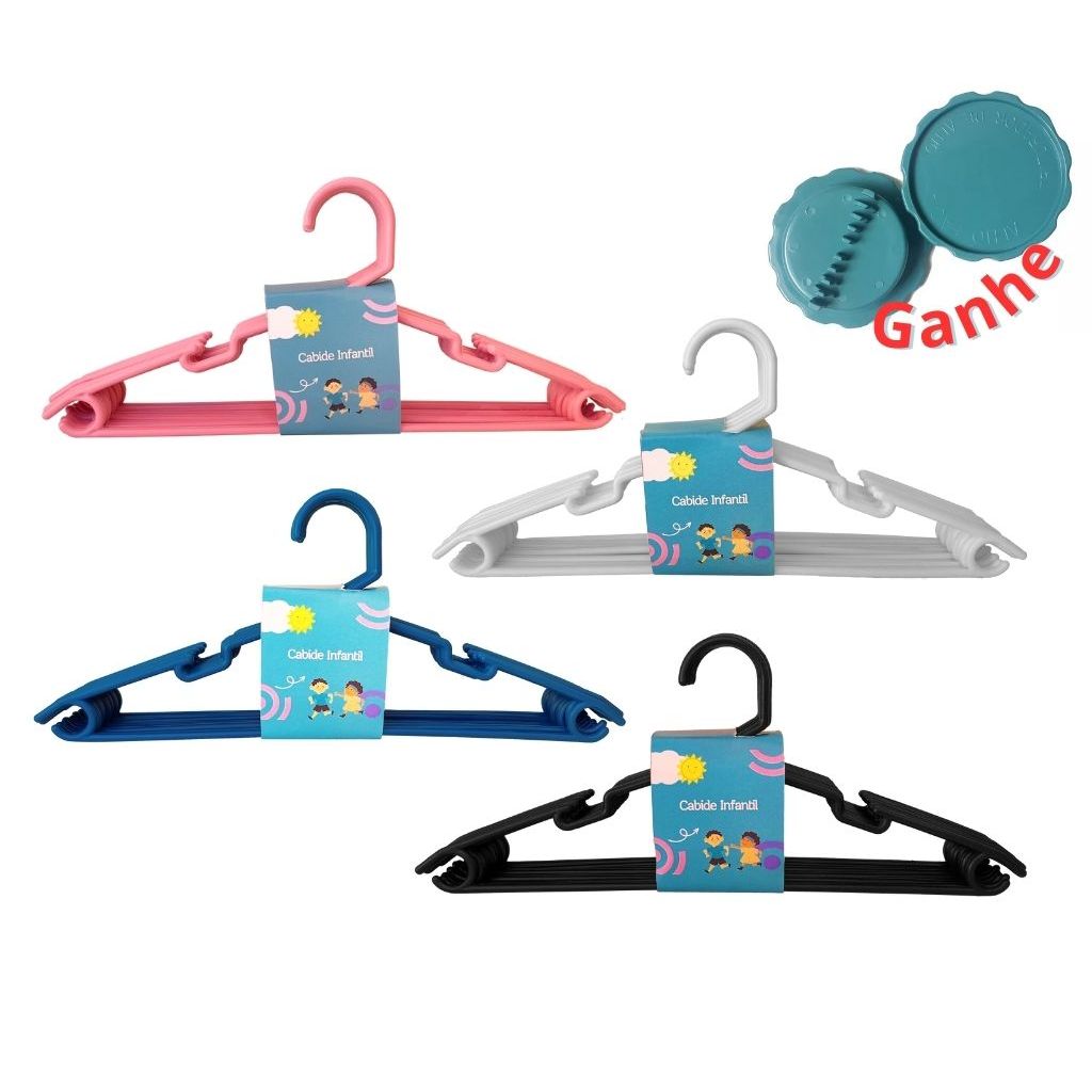 Cabide Infantil Colorido Kit Conjunto 100 Unidades Reforçado | Shopee ...