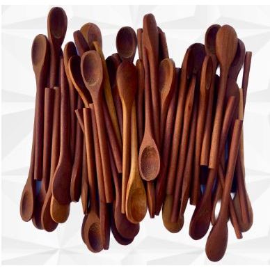 Kit Colher Para Pimenta 13cm Pequena Colheres de Pau Madeira Artesanal Cozinha Bolos Doces Panela Molho Mingau