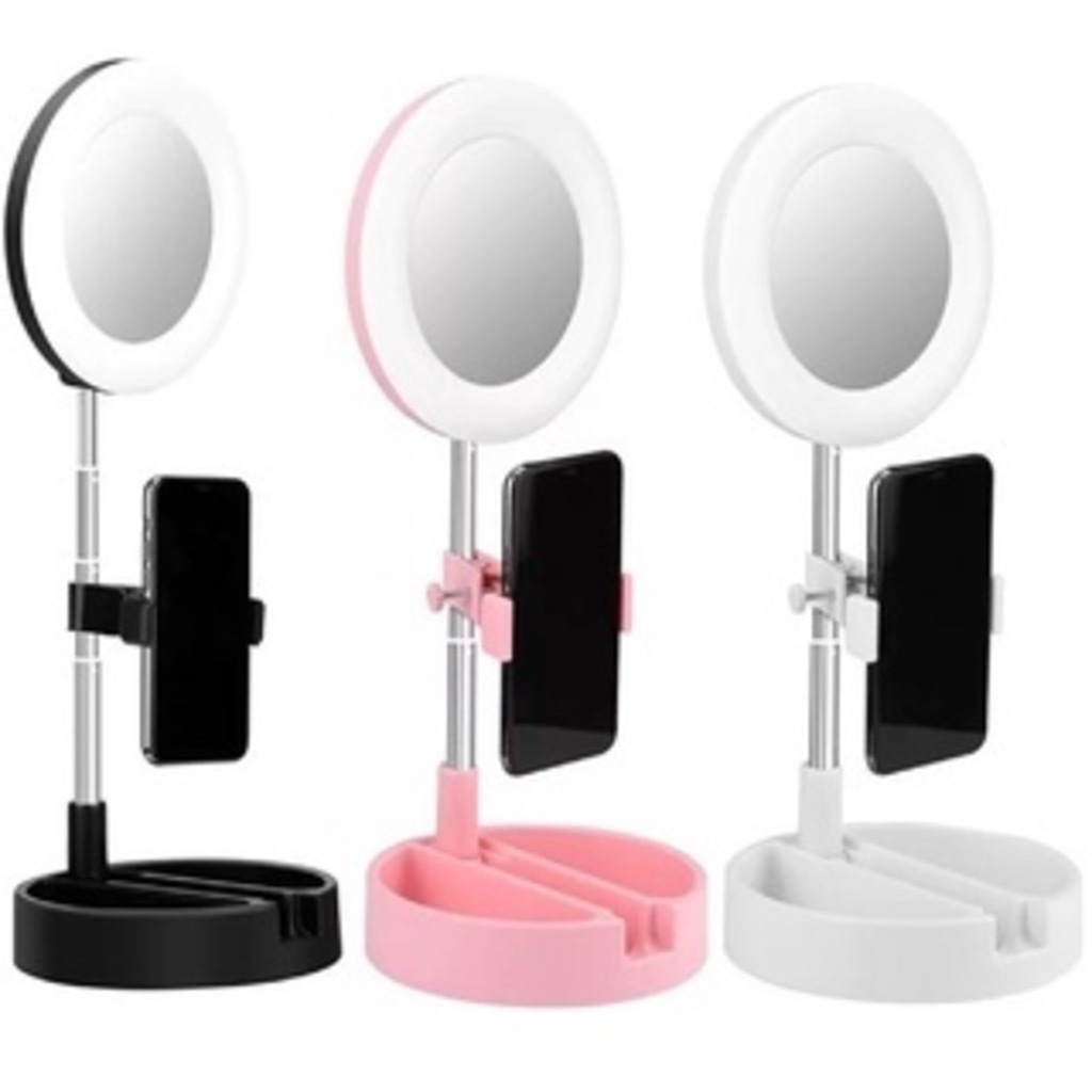 Espelho de led iluminador portátil com suporte