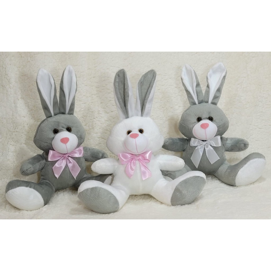 Kit 3 coelhos de pelúcia fofos pascoa 30cm