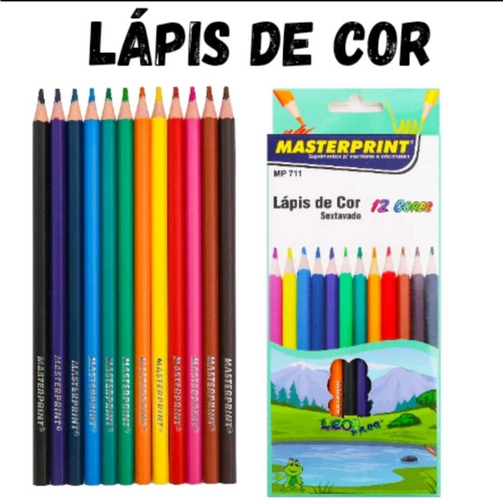 Kit 3 Caixa Lápis de Cor Total 36 Lápis Sextavado 12 Cores Escolar ...