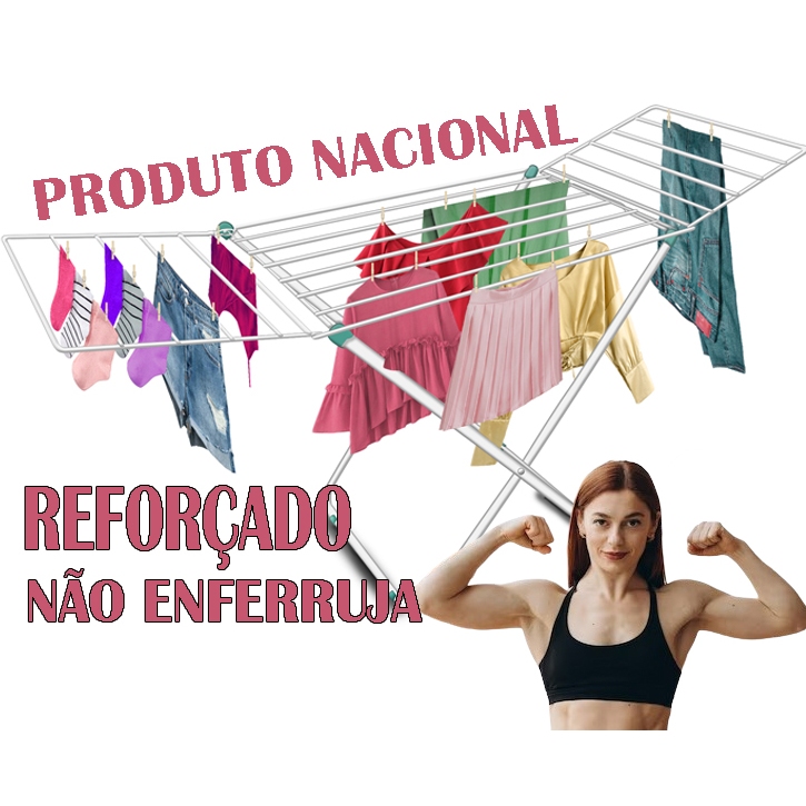 Varal de Chão com Abas Retrátil Slim aço reforçado