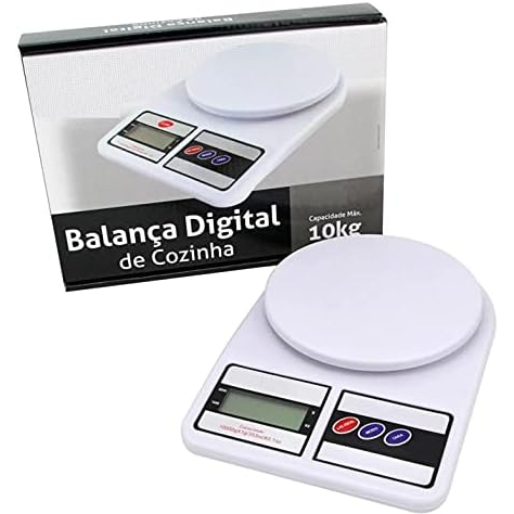 Balança De Cozinha Digital Alta Precisão 10kg Branca Dieta Confeitaria ...