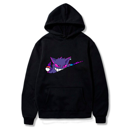 Moletom Canguru Unissex Feminino e Masculino Casaco Com Capuz Flanelado Blusa de Frio Moleton Algodão Estampa Pokemon Gengar Street NK