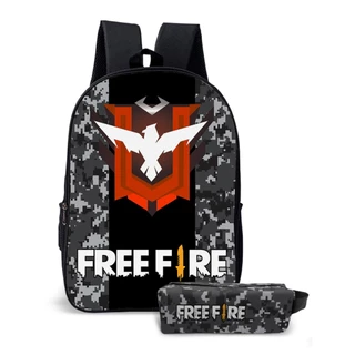 Mochila Infantil Escolar Alvulsa Menino Game Free Fire ou Kit Com Estojo e Mochila