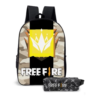 Mochila Escolar Alvulsa Menino Game Batalha Free Fire ou Kit Com Estojo e Mochila