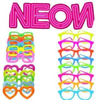 Kit 10 Óculos Neon Brilha Luz Negra Balada Casamento Formatura Decoração
