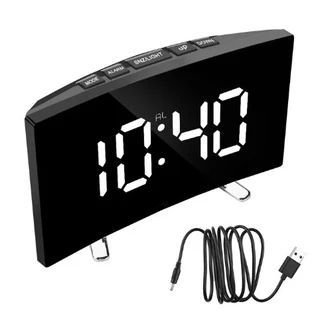 Relógio De Mesa Digital Led Despertador Alarme Data Temperatura Com Espelho Curvado 17X9X5Cm em Oferta na Shopee
