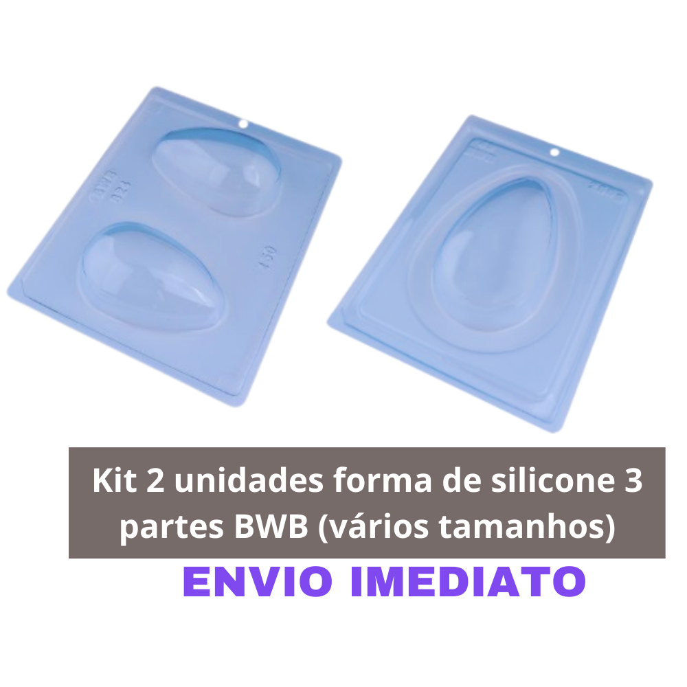 Forma Ovo de Pásca kit 2 unidades silicone 3 partes BWB chocolate ...
