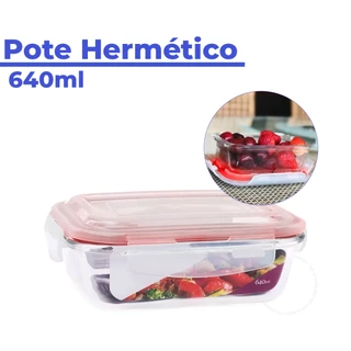 Pote de Vidro Hermético Retangular 640 ml Marmita Microondas