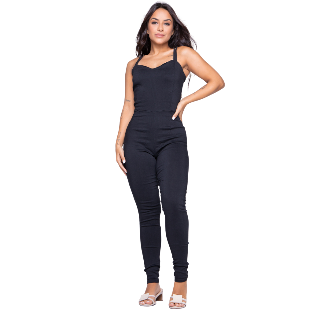 Macacão Longo Alcinha Bengaline Feminino