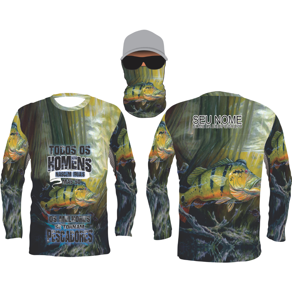 4 Camisas Pesca Pescaria Esportiva Personalizada Nome Equipe