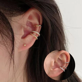 3 brincos de pressão feminino ear cuff fake de argolinha de encaixe na orelha piercing falso minimalista