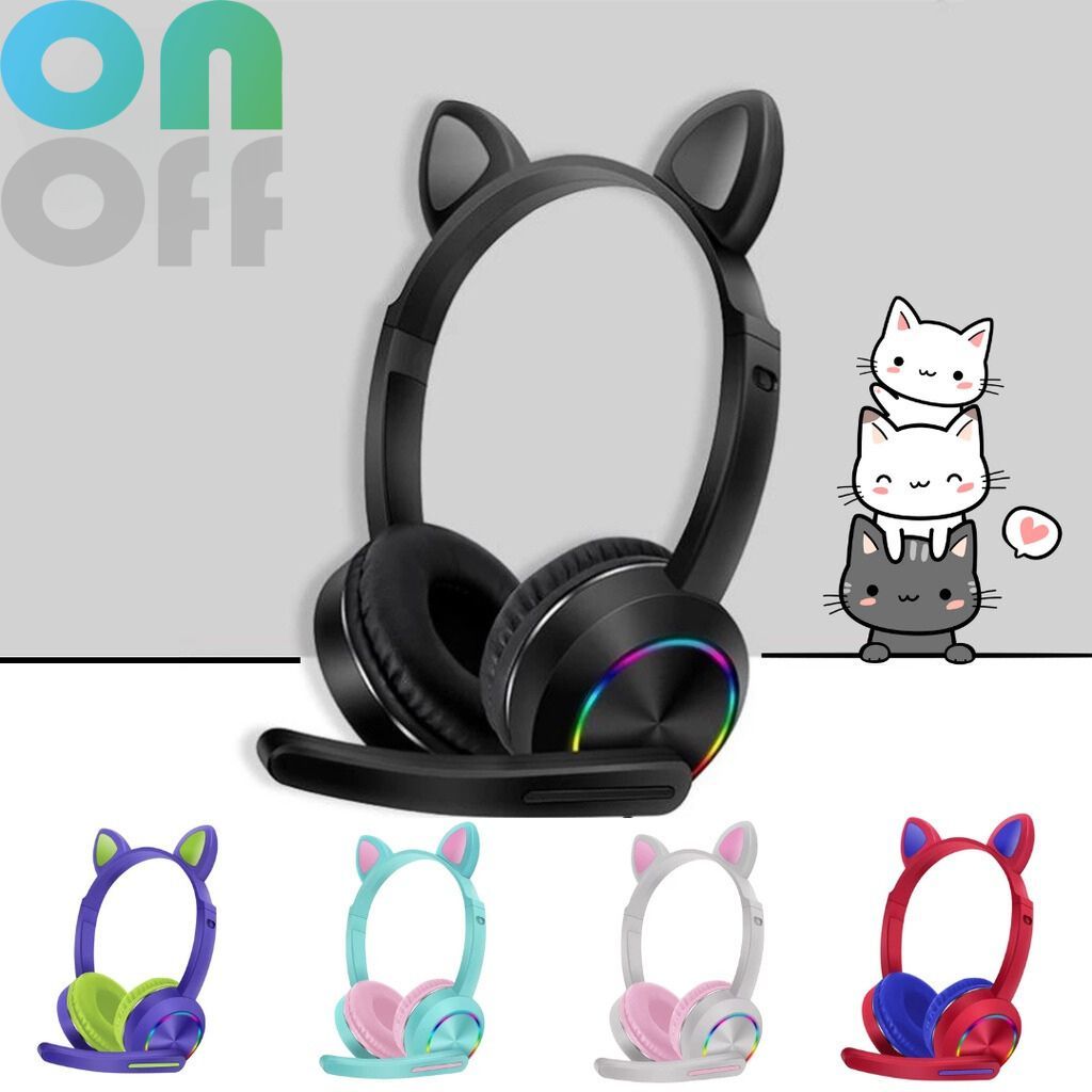 Fone Gatinho Headset CAT Gamer Orelha De Gato Headphone Led Rgb Microfone