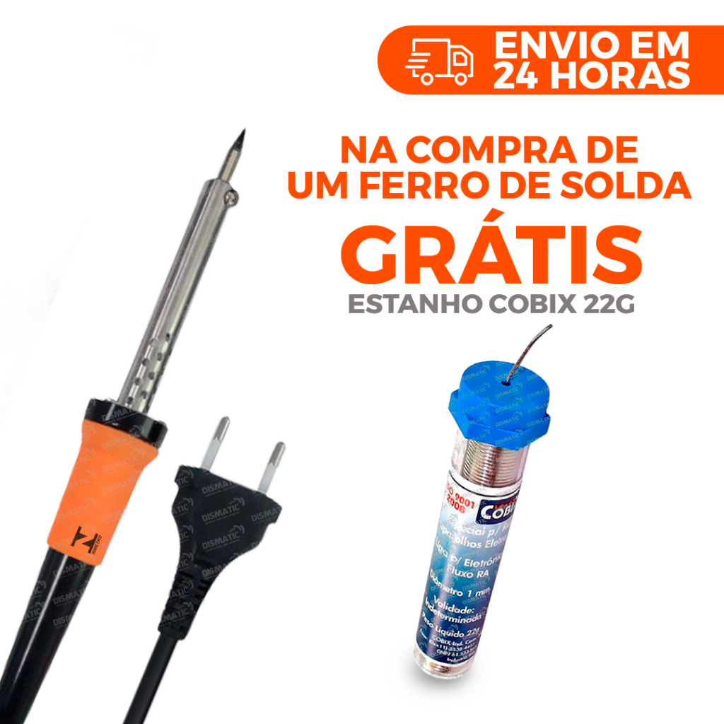 Ferro De Solda Profissional 80W Com Solda Cobix 1.0mm 22g (Certificado INMETRO)