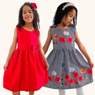 Kit 2 vestidos infantis estampa floral