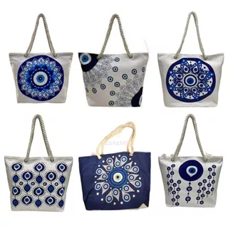 Bolsa Praia Ombro Olho Grego Sacola Ecobag Bag Alça de corda Feminina